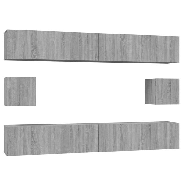 vidaXL 6 Piece TV Cabinet Set Grey Sonoma Engineered Wood