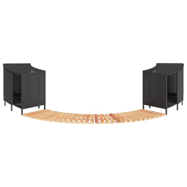 vidaXL Hot Tub Surround Black Poly Rattan and Solid Wood Acacia