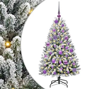 vidaXL Artificial Christmas Tree Green and White 120 cm PVC and Metal