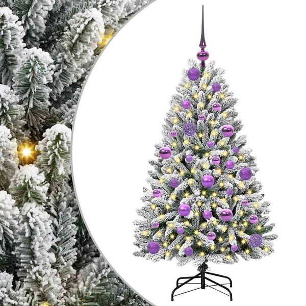 vidaXL Artificial Christmas Tree Green and White 120 cm PVC and Metal