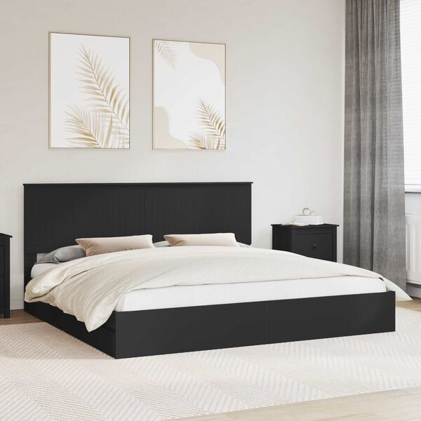 vidaXL Storage Bed with Headboard Black 200 x 200 cm Engineered Wood