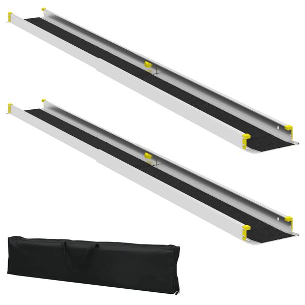 vidaXL Wheelchair Ramp 2 pcs Black 213.5 x 19.5 x 5.5 cm Aluminium