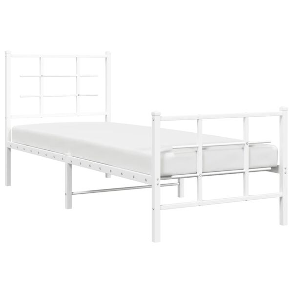vidaXL Metal Bed Frame without Mattress with Footboard White 80x200cm