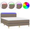 vidaXL Box Spring Bed with Mattress&LED Taupe 140x200cm Fabric