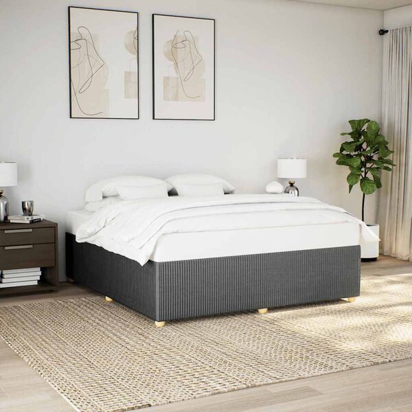 vidaXL Bed Frame without Mattress Dark Grey Super King Fabric