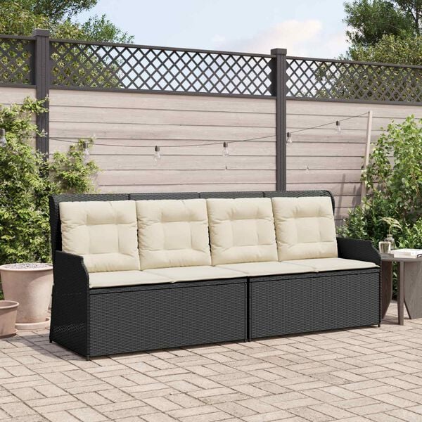 vidaXL Garden Bench Black Poly Rattan