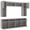 vidaXL 6 Piece TV Wall Cabinet Set with LED Lights Grey Sonoma