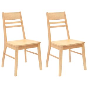 vidaXL Dining Chairs 2 pcs Solid Rubber Wood Natural 43 x 54 x 89 cm