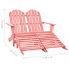 vidaXL 2-Seater Garden Adirondack Chair&Ottoman Fir Wood Pink