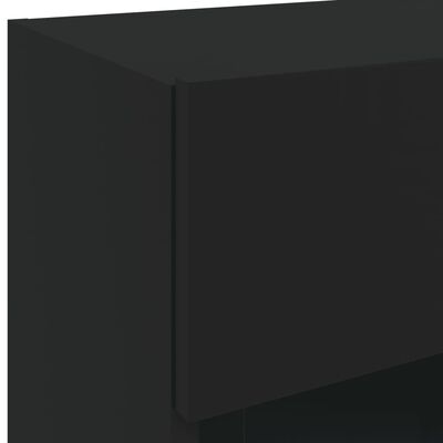vidaXL TV Wall Cabinets with LED Lights 2 pcs Black 40x30x60.5 cm