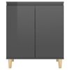 vidaXL Sideboard&Solid Wood Legs High Gloss Grey 60x35x70 cm Engineered Wood