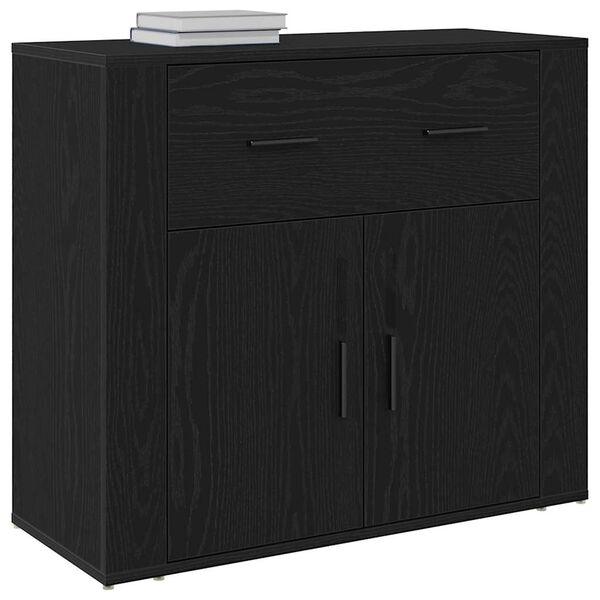 vidaXL Sideboard with Drawer Black Oak 80 x 33 x 70 cm Engineered Wood
