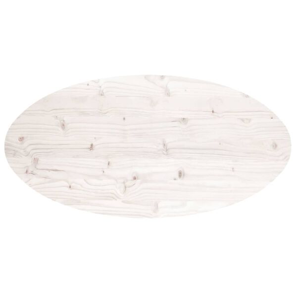 vidaXL Table Top White 110x55x2.5 cm Solid Wood Pine Oval