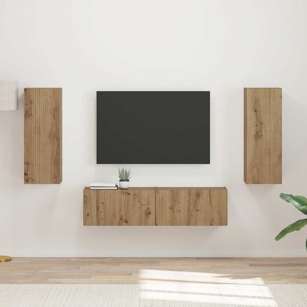 vidaXL TV Cabinet Set Wall-mounted 2 pcs Artisan Oak Engineered Wood