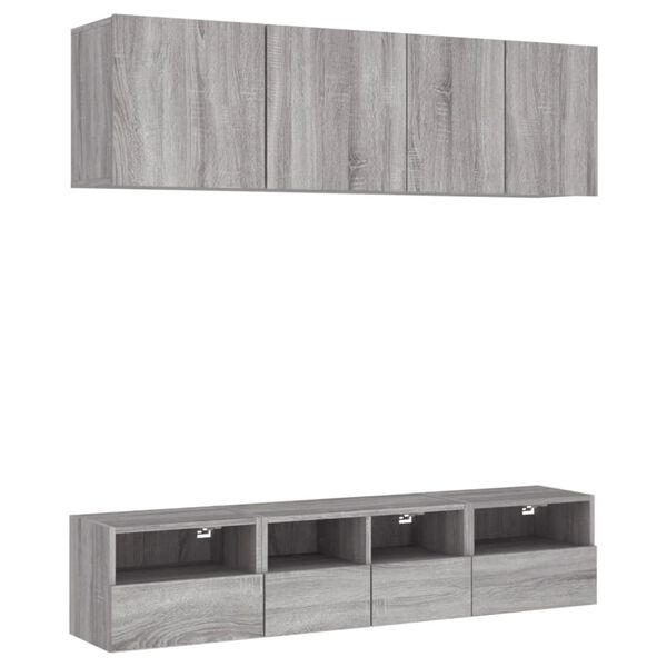 vidaXL 5 Piece TV Wall Units Grey Sonoma Engineered Wood