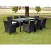 vidaXL 9 Piece Outdoor Dining Set with Cushions Poly Rattan Black