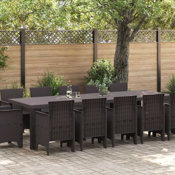 vidaXL Garden Dining Set 13 pcs Brown Poly rattan