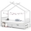 vidaXL Kids Bed Frame with Drawers White Solid Pine Wood 90x200 cm