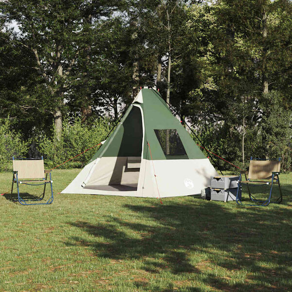 vidaXL Tipi Tent with Roof Green 383 x 338 x 217 cm Taffeta