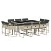 vidaXL 11 Piece Garden Dining Set with Cushions Light Grey Poly Rattan
