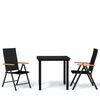 vidaXL 3 Piece Garden Dining Set Black