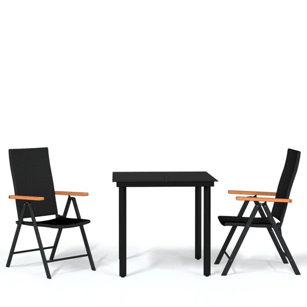 vidaXL 3 Piece Garden Dining Set Black