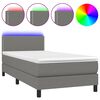 vidaXL Box Spring Bed with Mattress&LED Dark Grey 100x200cm Fabric