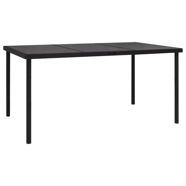 vidaXL Garden Table with Glass Tabletop Black 150x90x74 cm Steel