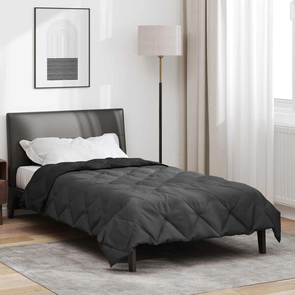 vidaXL Summer Duvet Black and Anthracite 220 x 135 cm Microfiber