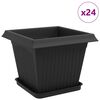 vidaXL Plant Pots 24 pcs Black 33 x 33 x 26 cm Plastic