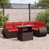 vidaXL 6 Piece Garden Sofa Set with Cushions Brown Poly Rattan Acacia