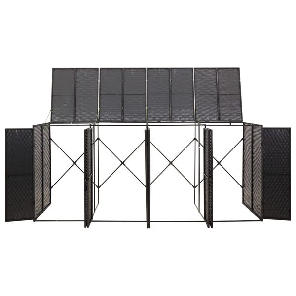vidaXL Quadruple Wheelie Bin Shed Black 274x80x117 cm Poly Rattan