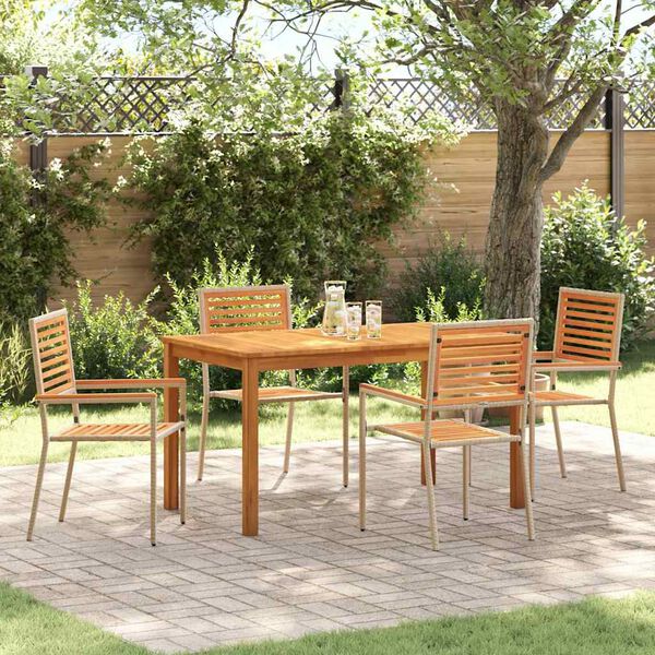 vidaXL Garden Dining Set 5 pcs Beige Solid Acacia Wood