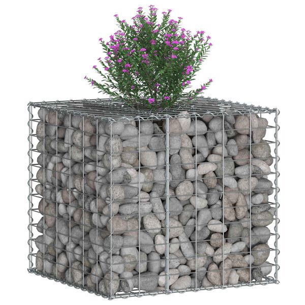 vidaXL Gabion Raised Bed Silver 60 x 60 x 55 cm Galvanised Steel