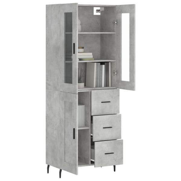 vidaXL Highboard Concrete Grey 69.5x34x180 cm Engineered Wood