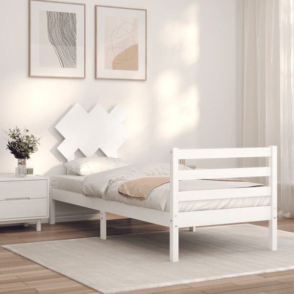 vidaXL Bed Frame without Mattress White 90x200 cm Solid Wood