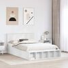 vidaXL Bed Frame with Shelf Manual White 150 x 200 cm Engineered Wood