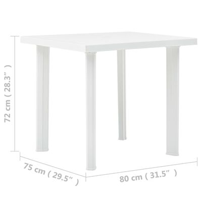 vidaXL Garden Table White 80x75x72 cm Plastic
