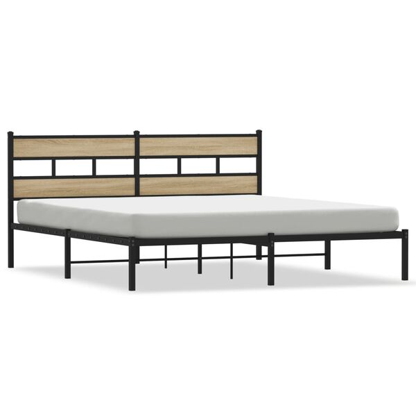 vidaXL Metal Bed Frame without Mattress Sonoma Oak 200x200 cm