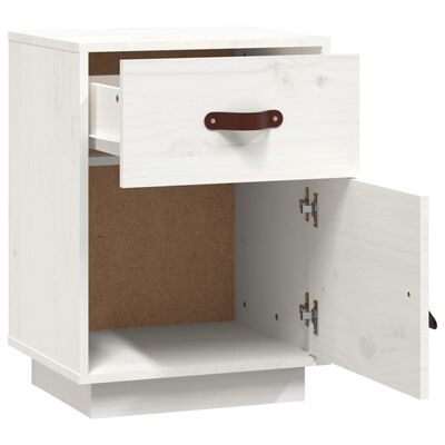 vidaXL Bedside Cabinet White 40x34x55 cm Solid Wood Pine