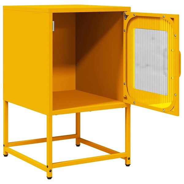 vidaXL Bedside Cabinet Mustard Yellow 36x39x60.5 cm Cold-rolled Steel