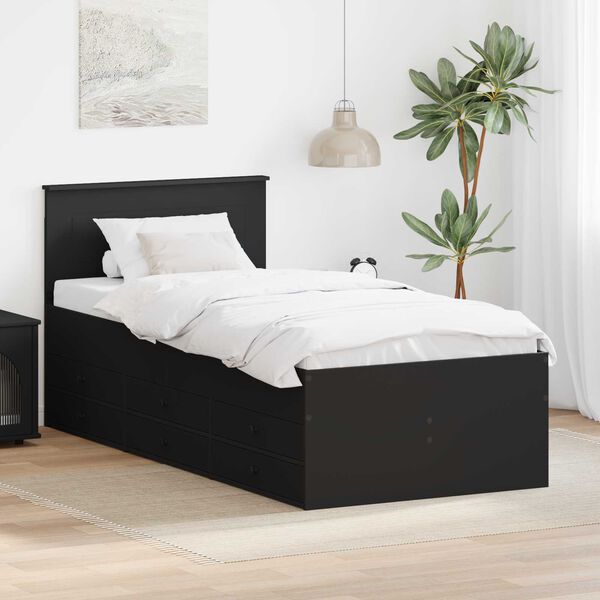 vidaXL Daybed with Drawer Manual Black 90 x 190 cm Engineered Wood