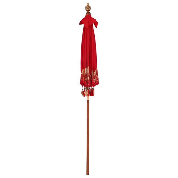 vidaXL Balinese Parasol Red (180-190) x 260 cm Cotton and Wood