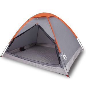 vidaXL Camping Tent Dome 4-Person Grey and Orange Waterproof