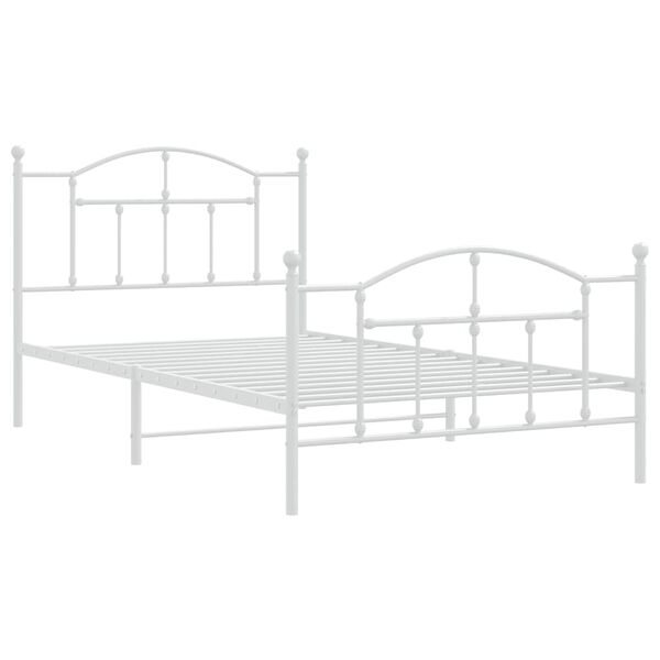 vidaXL Metal Bed Frame without Mattress with Footboard White 100x200cm