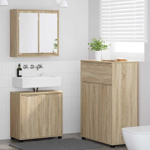 vidaXL Bathroom Furniture Set Manual 3 pcs Sonoma Oak Engineered Wood