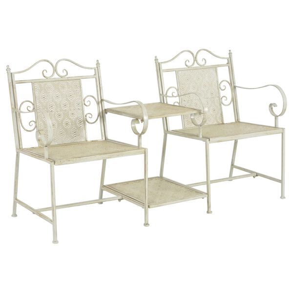 vidaXL 2 Seater Garden Bench 161 cm Steel White