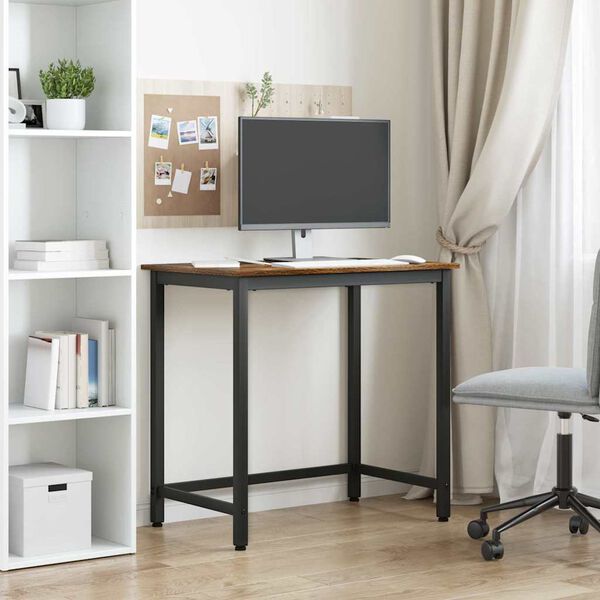 vidaXL Table Smoked Oak 100 x 50 x 76.5 cm Engineered Wood and Steel