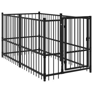 vidaXL Dog Kennel Black 193.5x97x100 cm Steel