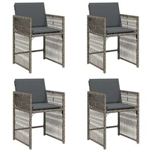 vidaXL Garden Chairs with Cushions 4 pcs Grey Poly Rattan